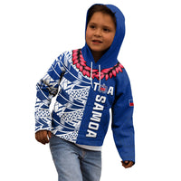 (Custom Text and Number) Toa Samoa Rugby Hoodie KID Siamupini Ula Fala Blue LT13 Blue - Polynesian Pride