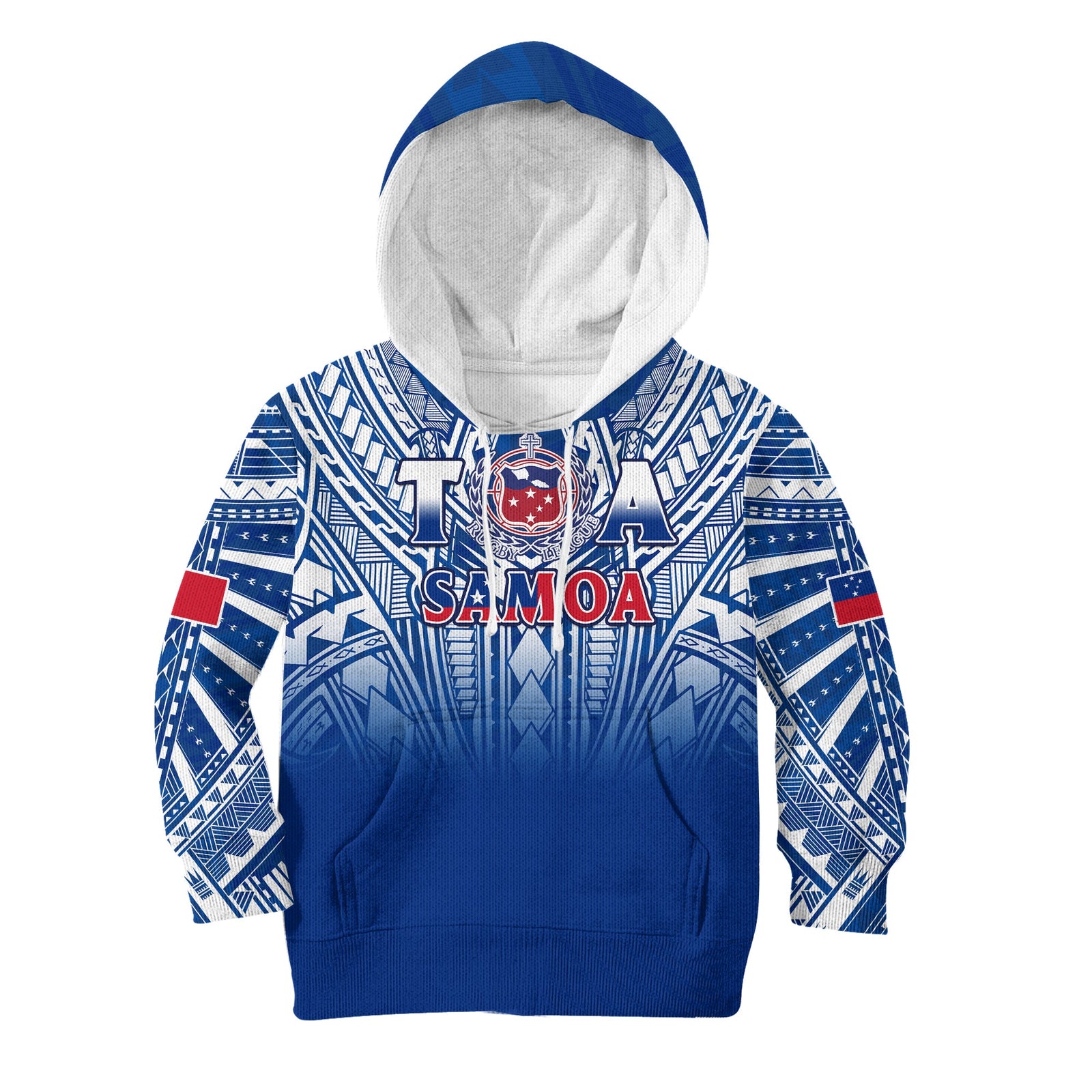Samoa Rugby Hoodie KID Toa Samoa Polynesian Pacific Navy Version LT14 Hoodie Blue - Polynesian Pride