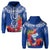 Custom Guam Chamorro Hoodie Guaman Latte Stone Tropical Flowers Blue Version LT14 Zip Hoodie Blue - Polynesian Pride