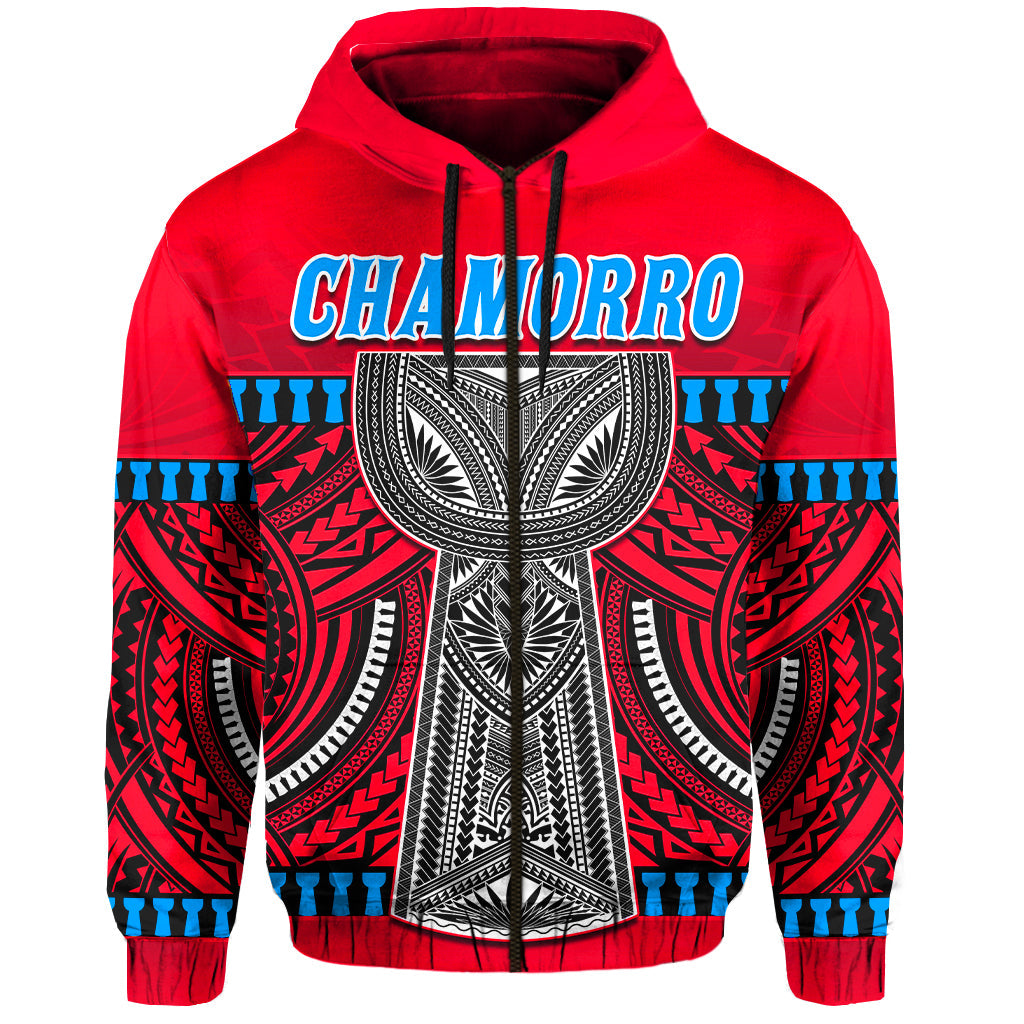 Guam Chamorro Hoodie Latte Stone Red Polynesian Haligi LT13 Zip Hoodie Red - Polynesian Pride