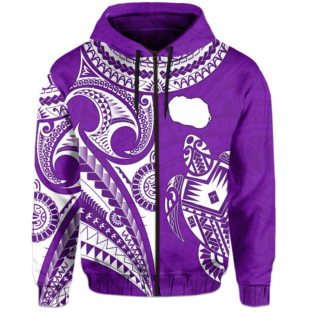 Rarotonga Cook Islands Hoodie Turtle and Map Style Purple LT13 - Polynesian Pride