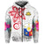 Custom Philippines Hoodie Sun Filipino Polynesian mix Flowers White Vibe LT13 Zip Hoodie White - Polynesian Pride