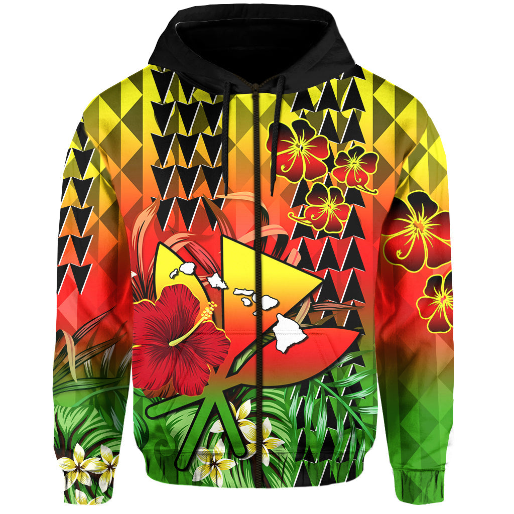 Custom Hawaii Flowers Hoodie Color Tribal Pattern Hawaiian LT13 - Polynesian Pride