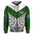 (Custom Text and Number) New Zealand Silver Fern Rugby Hoodie Maori Pacific LT14 Zip Hoodie White - Polynesian Pride