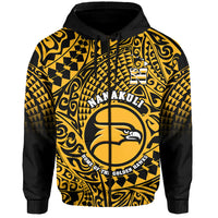 (Custom Text and Number) Hawaii Hoodie Nanakuli High and Intermediate School Tribal Kakau LT14 Zip Hoodie Gold - Polynesian Pride