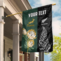 (Custom Personalised) South Africa Protea and New Zealand Fern Flag Rugby Go Springboks vs All Black LT13 House Flag - Polynesian Pride
