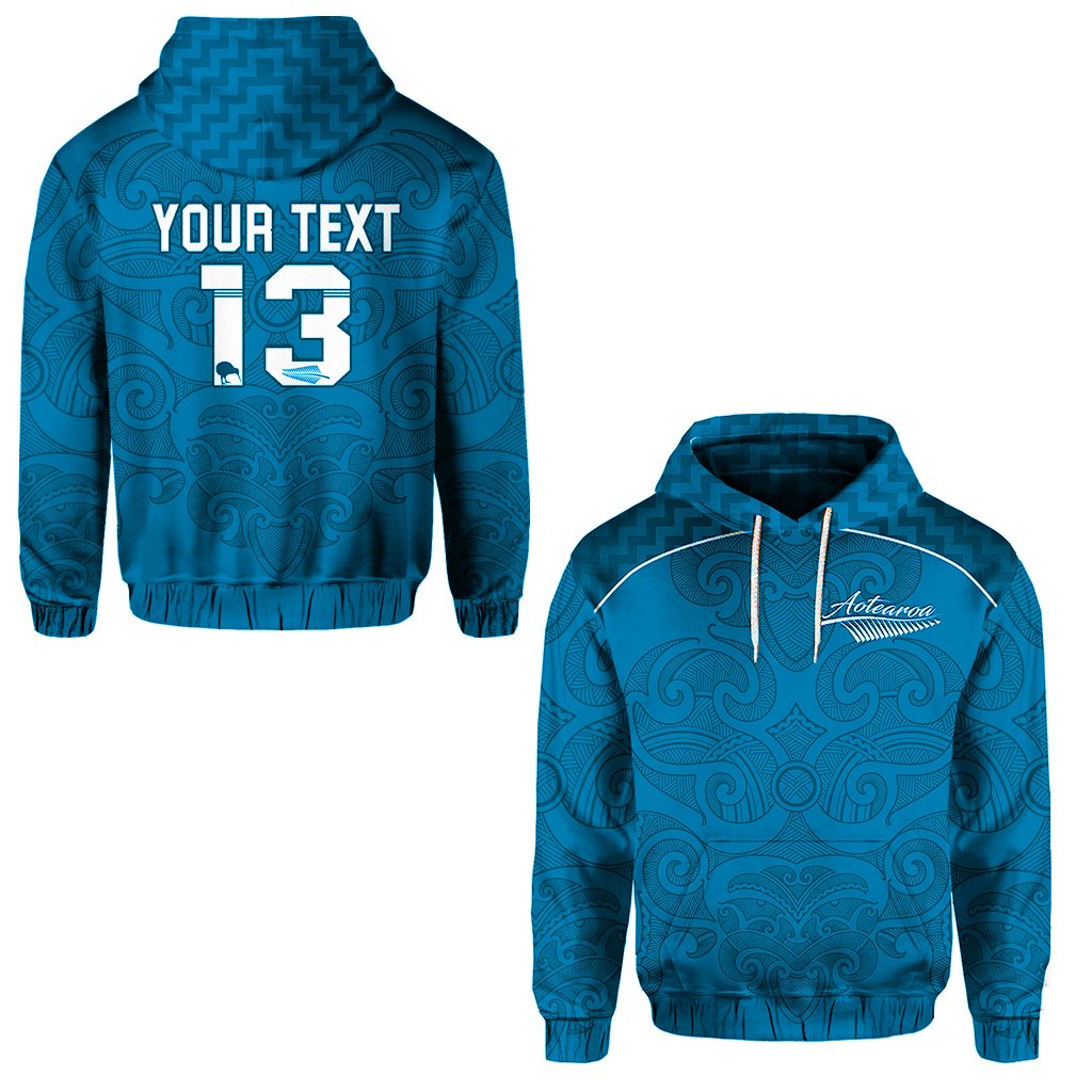 Custom Maori 2021 Hoodie Turquoise Aotearoa Tattoo Custom Text and Number LT13 Unisex Turquoise - Polynesian Pride