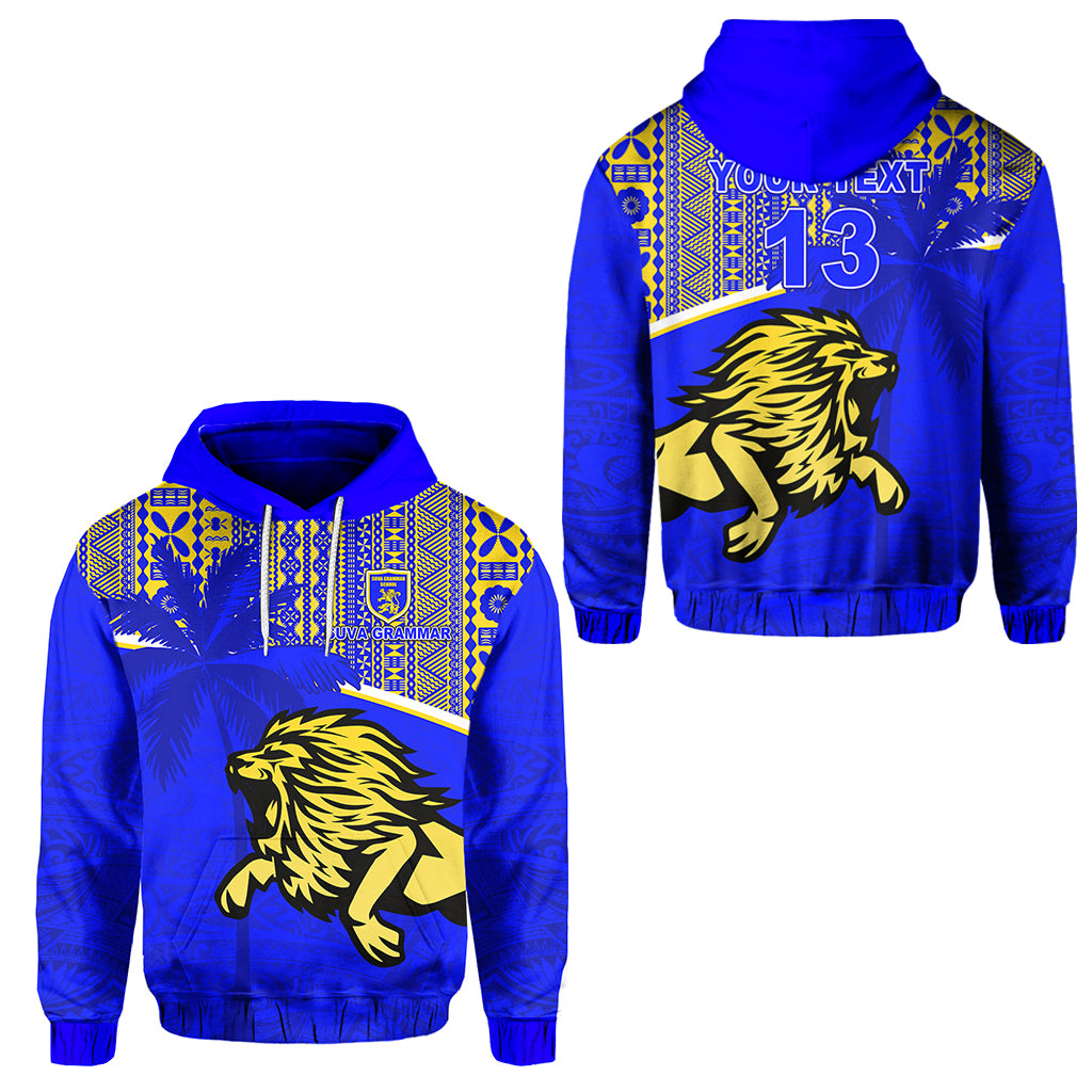 Custom Suva Grammar School Hoodie Spirit Lion Custom Text and Number LT13 Unisex Blue - Polynesian Pride