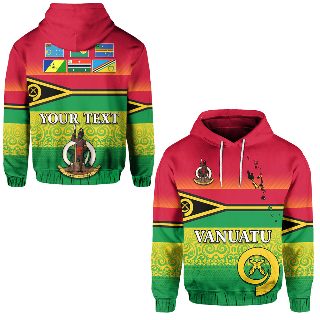 Custom Vanuatu Color Hoodie Six Provinces and Map LT13 Unisex Red - Polynesian Pride