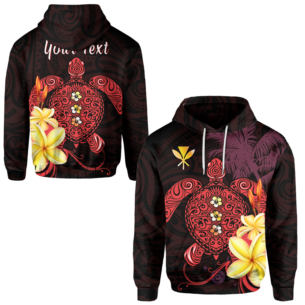 Custom Hawaii Turtle Hoodie Hawaiian Flowers Version Red Elegant LT13 Unisex Red - Polynesian Pride