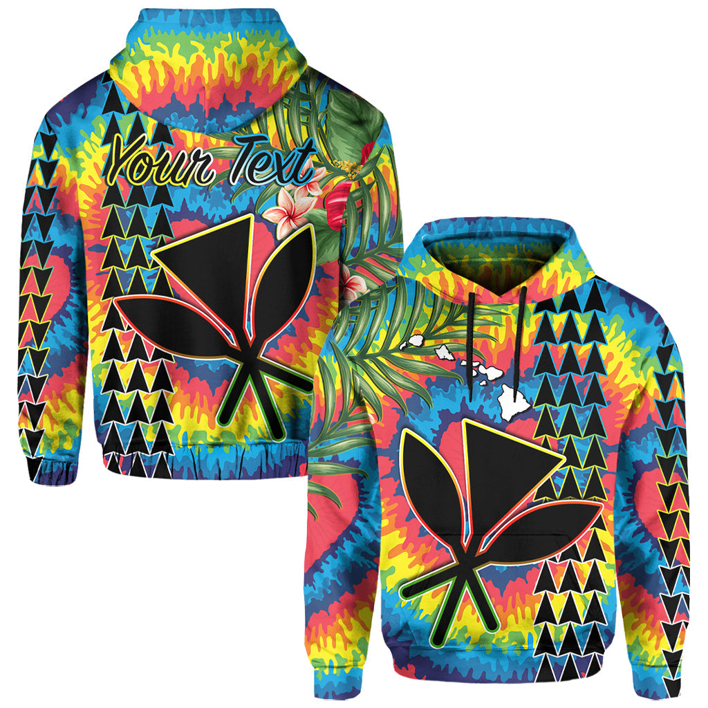 Custom Hawaii Rainbow Tie Dye Hoodie Flowers Polynesian Hawaiian Tribal LT13 Hoodie Art - Polynesian Pride