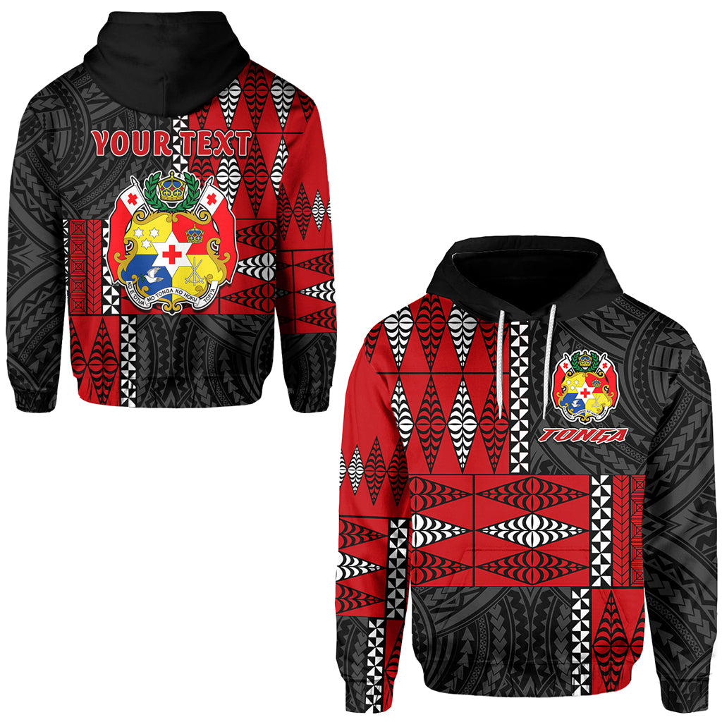 Custom Tonga Hoodie Tongan Pattern Mix Polynesian LT13 Red - Polynesian Pride