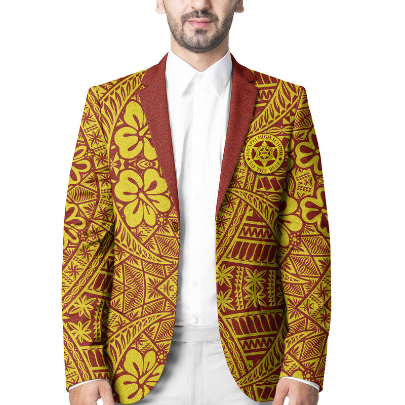 Tonga Ha'apai High School Blazer Kupesi Vibes - Maroon LT8 Unisex Maroon - Polynesian Pride