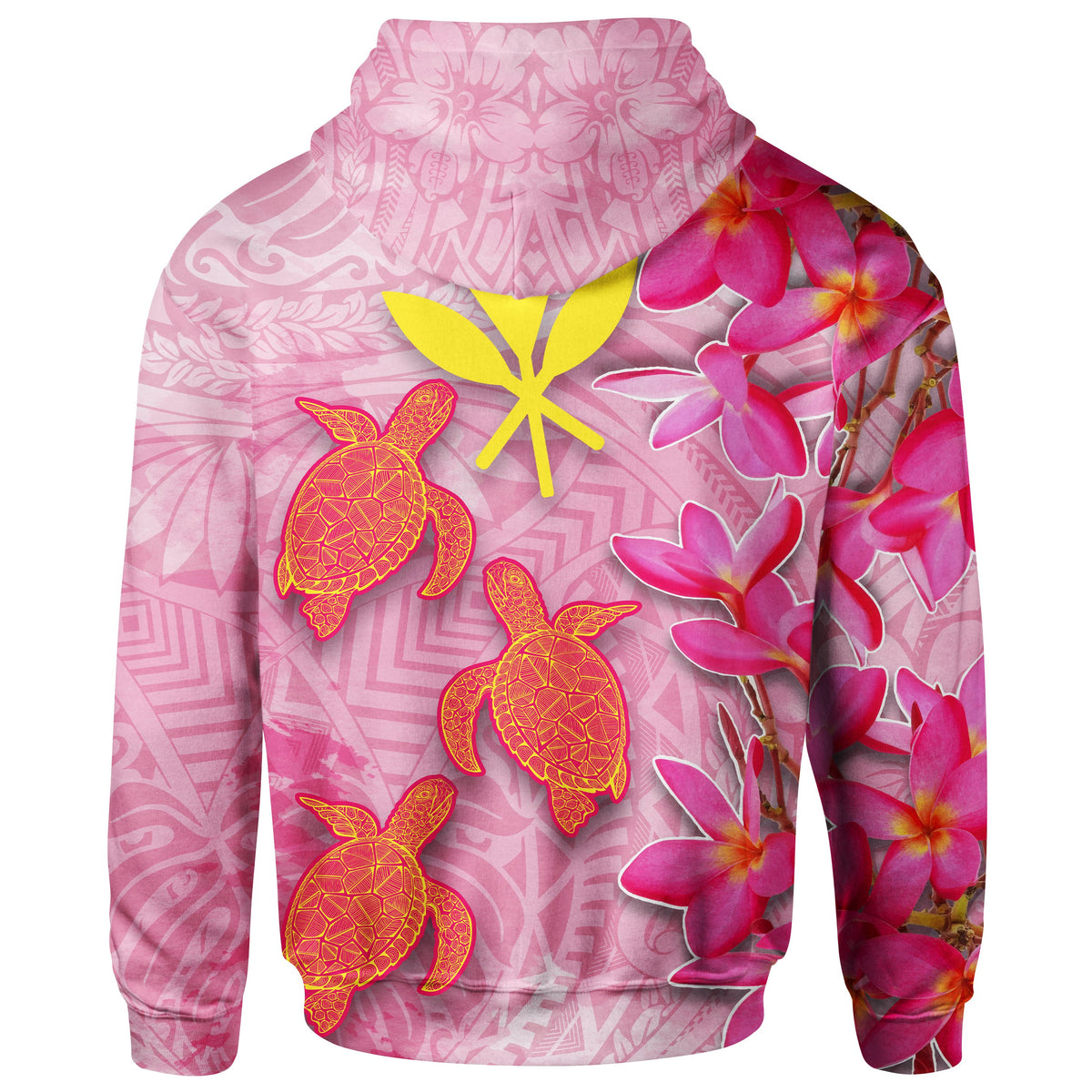 Hawaii Hoodie Polynesian Pink Plumeria Turtle - Polynesian Pride