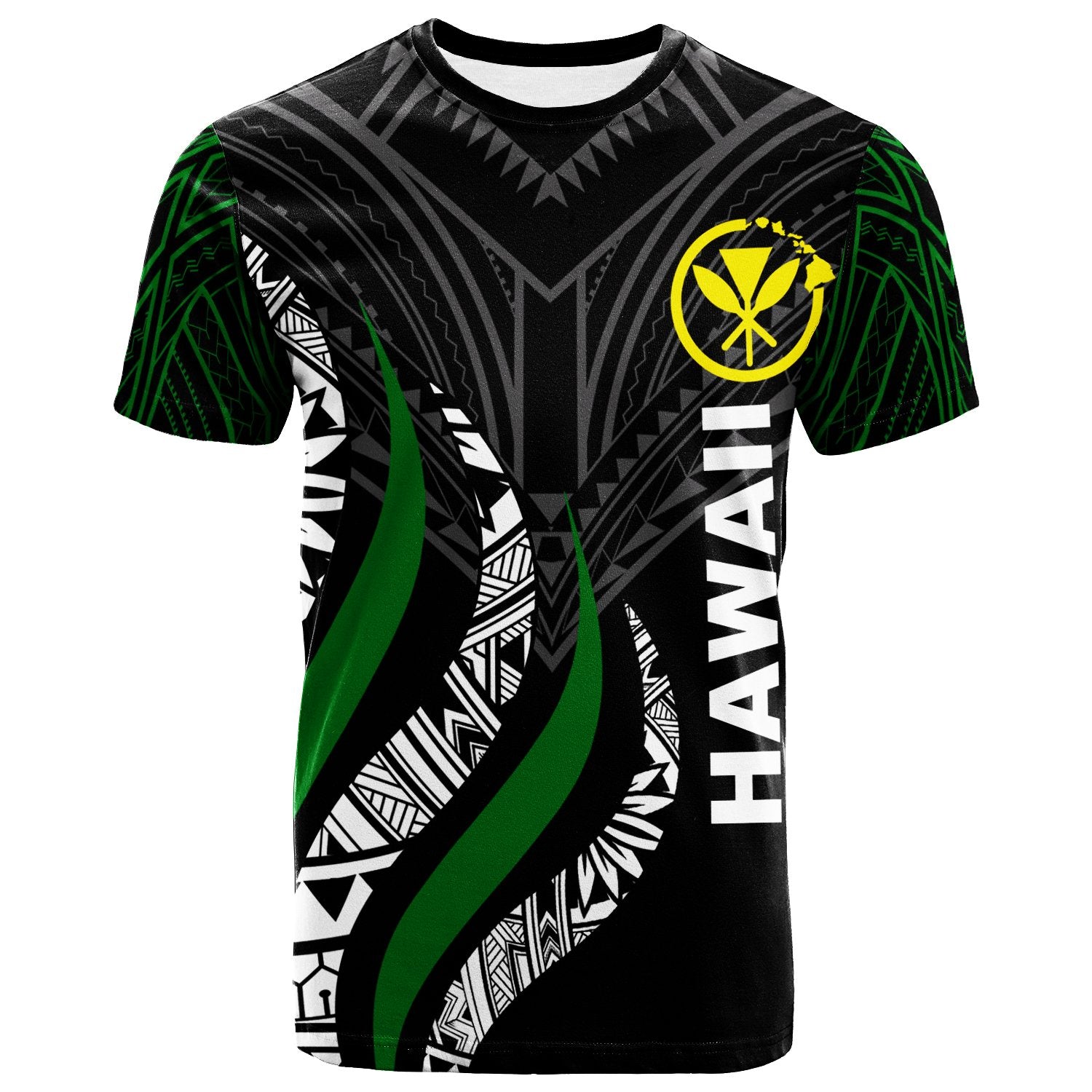 Hawaii T Shirt Hawaii Strong Fire Pattern Unisex Green - Polynesian Pride