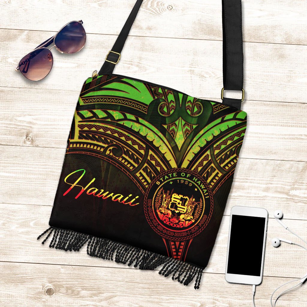 Hawaii Boho Handbag - Reggae Color Cross Style One Size Boho Handbag Black - Polynesian Pride