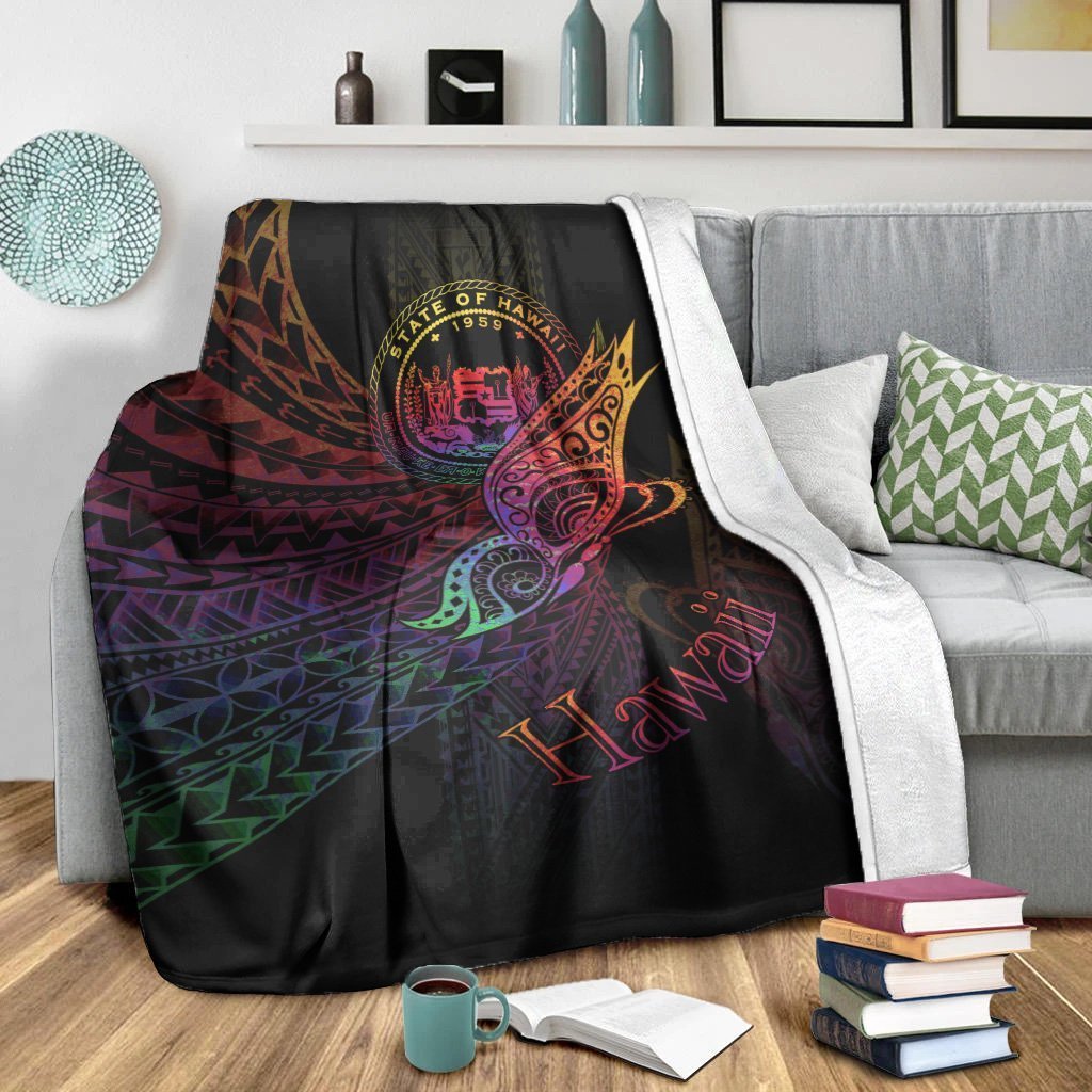 Hawaii Premium Blanket - Butterfly Polynesian Style - Polynesian Pride