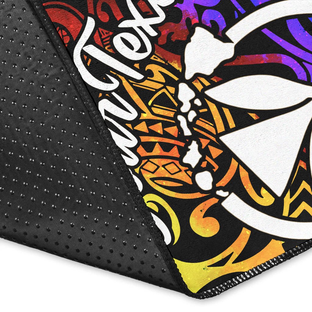 Hawaii Custom Personalised Area Rug - Rainbow Polynesian Pattern - Polynesian Pride