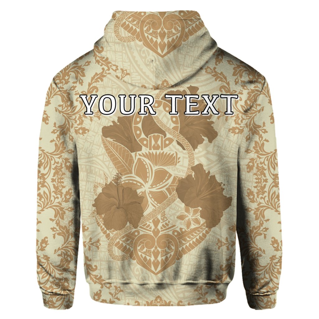 Custom Hawaii Anchor Hibiscus Flower Vintage Hoodie Beige - Polynesian Pride