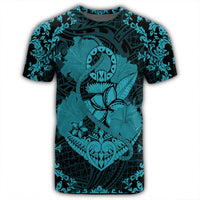Hawaii Anchor Hibiscus Flower Vintage T Shirt Blue - Polynesian Pride