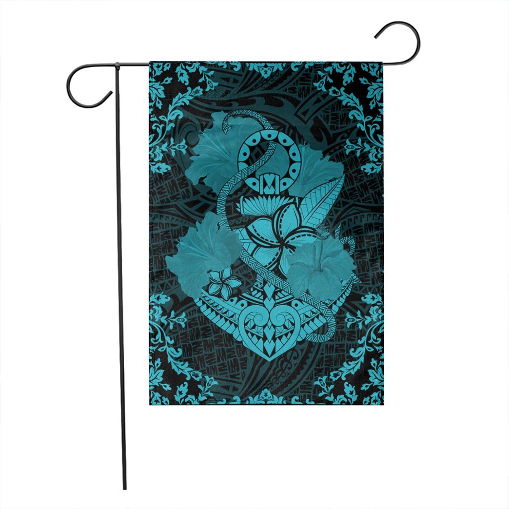 Hawaii Anchor Hibiscus Flower Vintage Flag - AH - Blue - Polynesian Pride