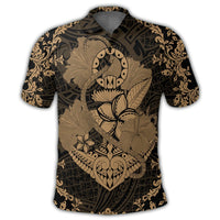 Hawaii Anchor Hibiscus Flower Vintage Polo Shirt Gold - Polynesian Pride