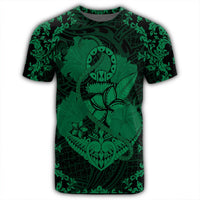 Hawaii Anchor Hibiscus Flower Vintage T Shirt Green - Polynesian Pride