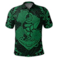 Hawaii Anchor Hibiscus Flower Vintage Polo Shirt Green - Polynesian Pride