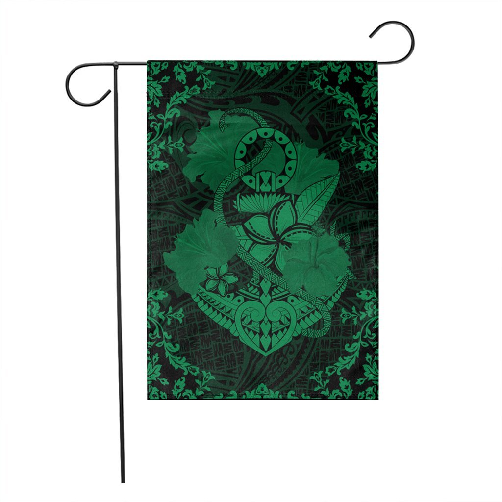 Hawaii Anchor Hibiscus Flower Vintage Flag - AH - Green - Polynesian Pride