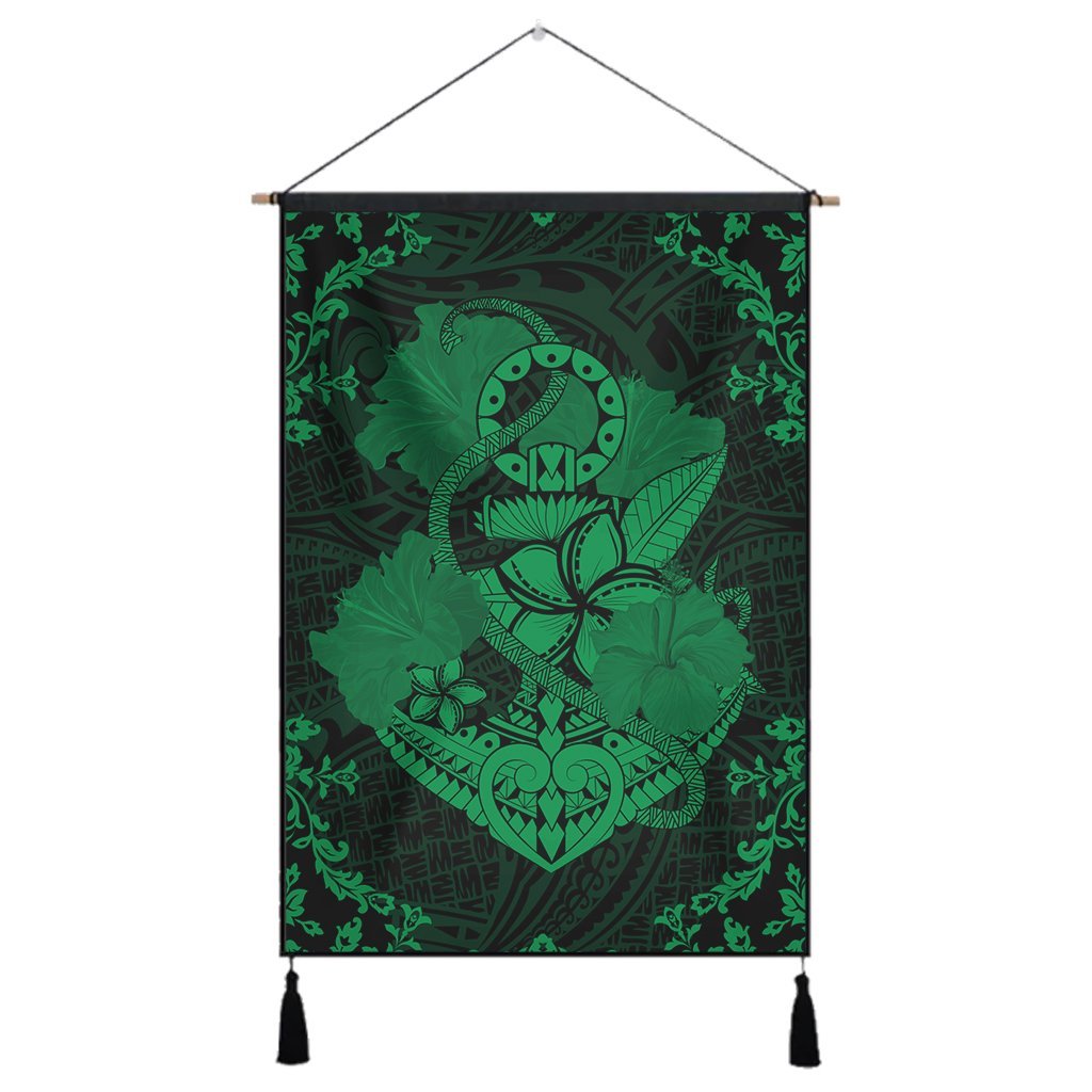 Hawaii Anchor Hibiscus Flower Vintage Hanging Poster - AH - Green Hanging Poster Cotton And Linen - Polynesian Pride