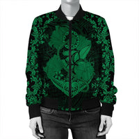 Hawaii Anchor Hibiscus Flower Vintage Bomber Jacket - AH - Green - Polynesian Pride