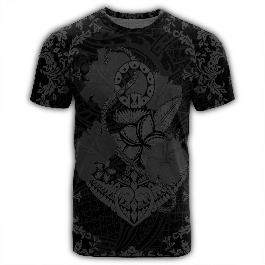Hawaii Anchor Hibiscus Flower Vintage T Shirt Grey - Polynesian Pride