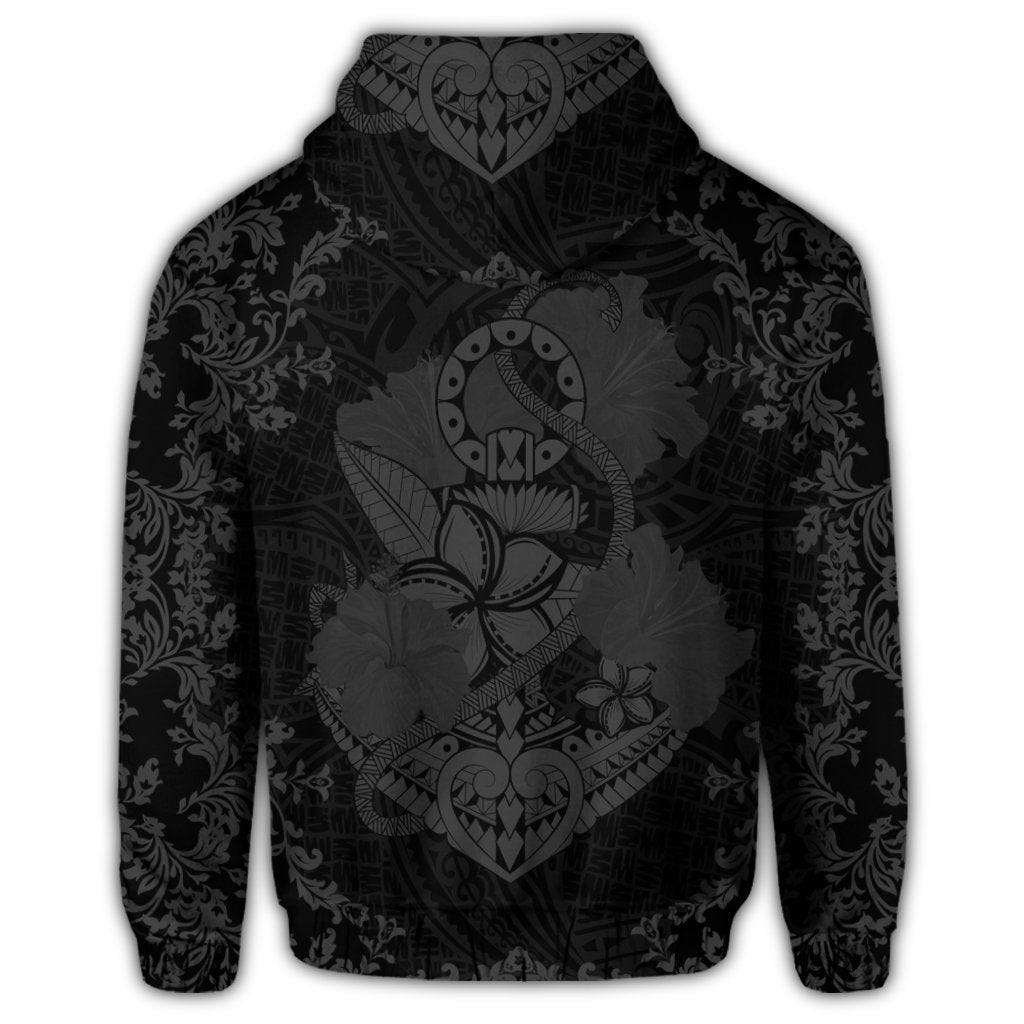Hawaii Anchor Hibiscus Flower Vintage Zip Hoodie Grey - Polynesian Pride