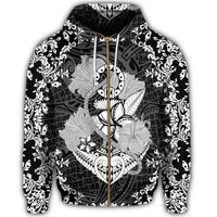 Hawaii Anchor Hibiscus Flower Vintage Zip Hoodie - Polynesian Pride