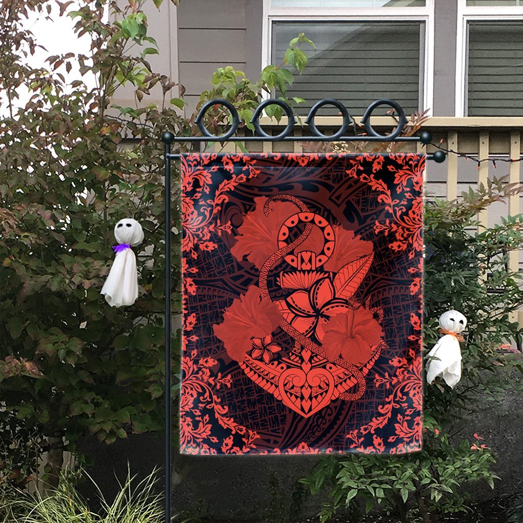Hawaii Anchor Hibiscus Flower Vintage Flag - AH - Orange - Polynesian Pride