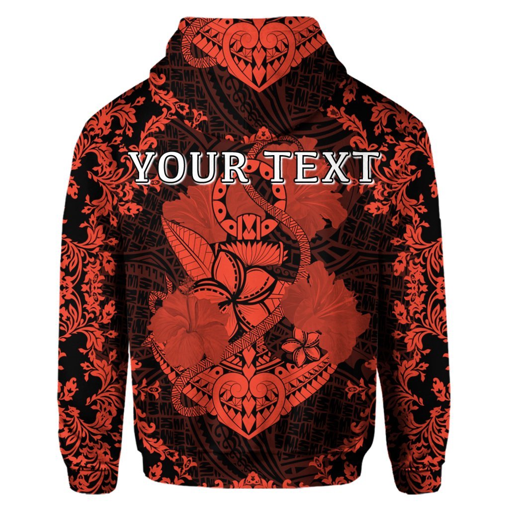 Custom Hawaii Anchor Hibiscus Flower Vintage Hoodie Orange - Polynesian Pride