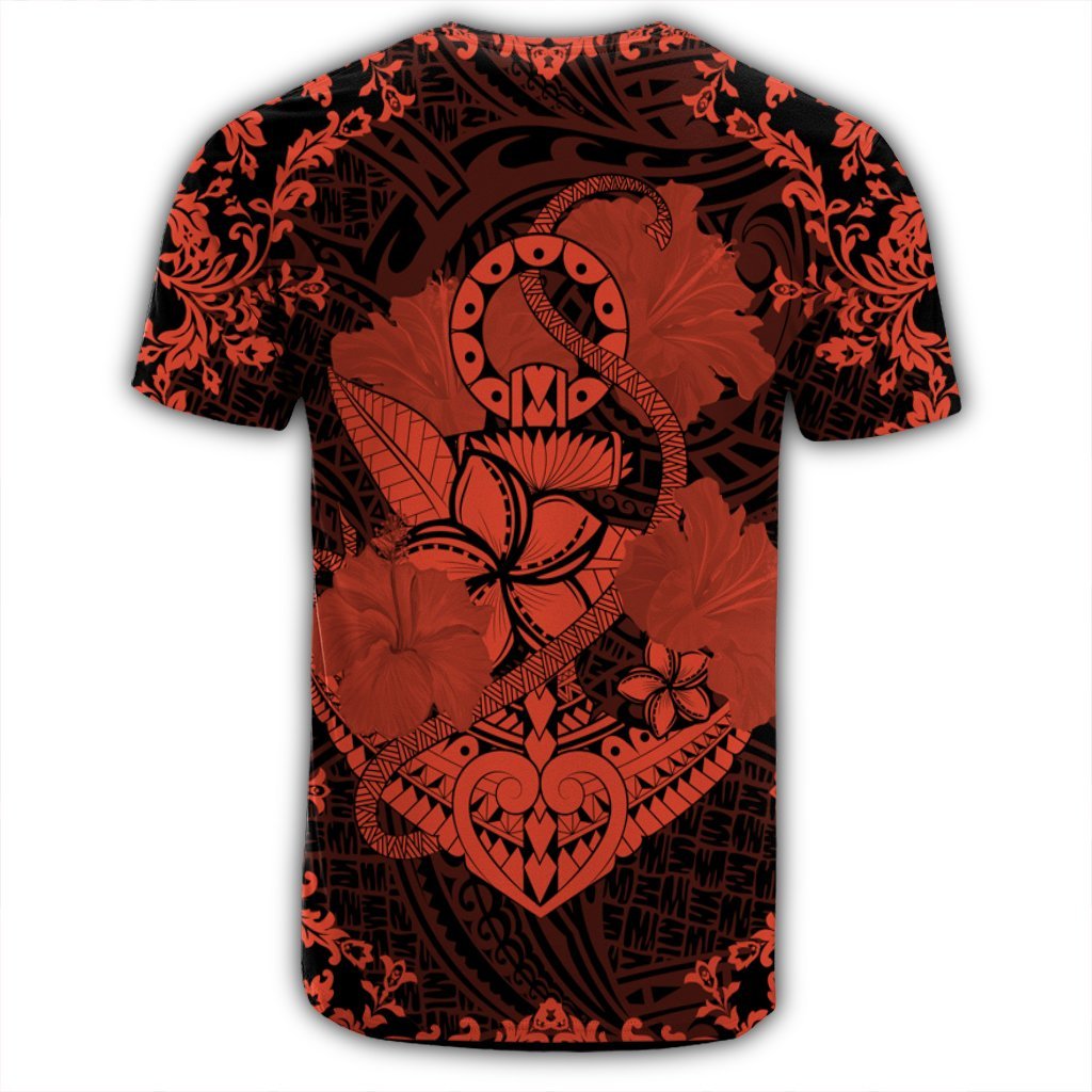 Hawaii Anchor Hibiscus Flower Vintage T Shirt Orange - Polynesian Pride