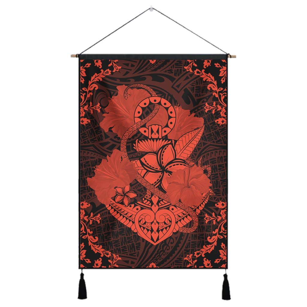 Hawaii Anchor Hibiscus Flower Vintage Hanging Poster - AH - Orange Hanging Poster Cotton And Linen - Polynesian Pride