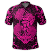 Hawaii Anchor Hibiscus Flower Vintage Polo Shirt Pink - Polynesian Pride