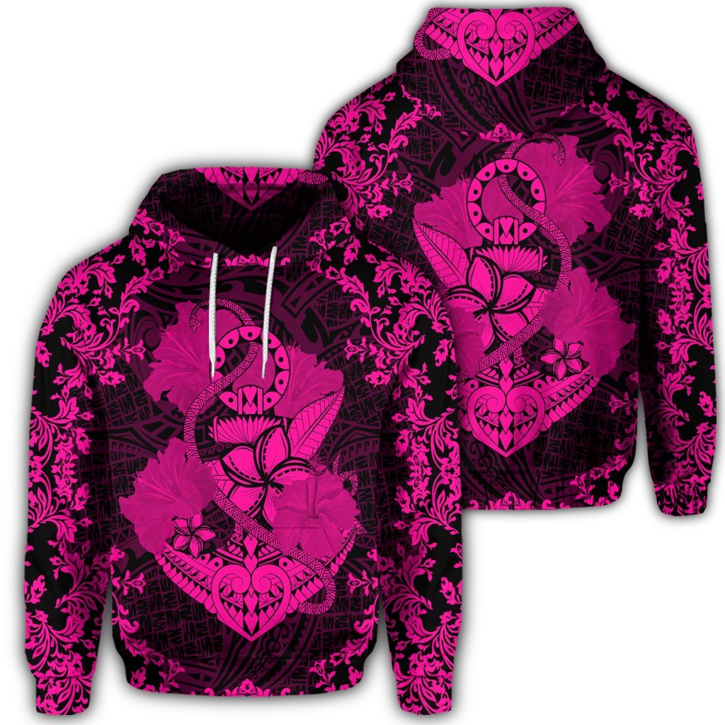 Hawaiian Anchor Hibiscus Flower Vintage Hoodie Pink Unisex Art - Polynesian Pride
