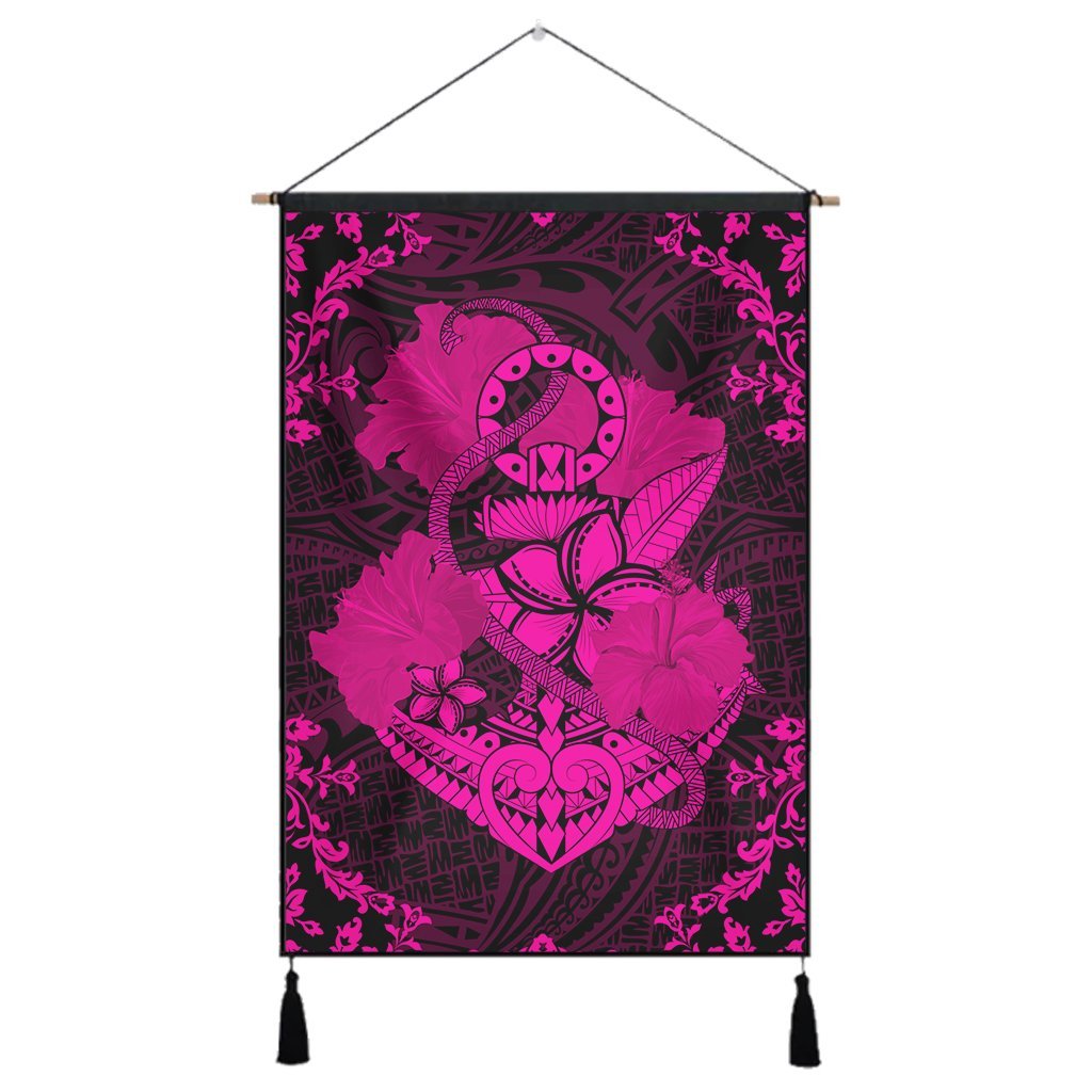 Hawaii Anchor Hibiscus Flower Vintage Hanging Poster - AH - Pink Hanging Poster Cotton And Linen - Polynesian Pride