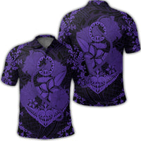 Hawaii Anchor Hibiscus Flower Vintage Polo Shirt Purple Unisex Black - Polynesian Pride