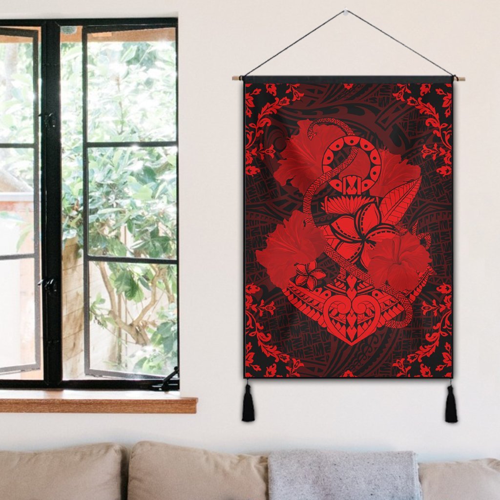 Hawaii Anchor Hibiscus Flower Vintage Hanging Poster - AH - Red - Polynesian Pride