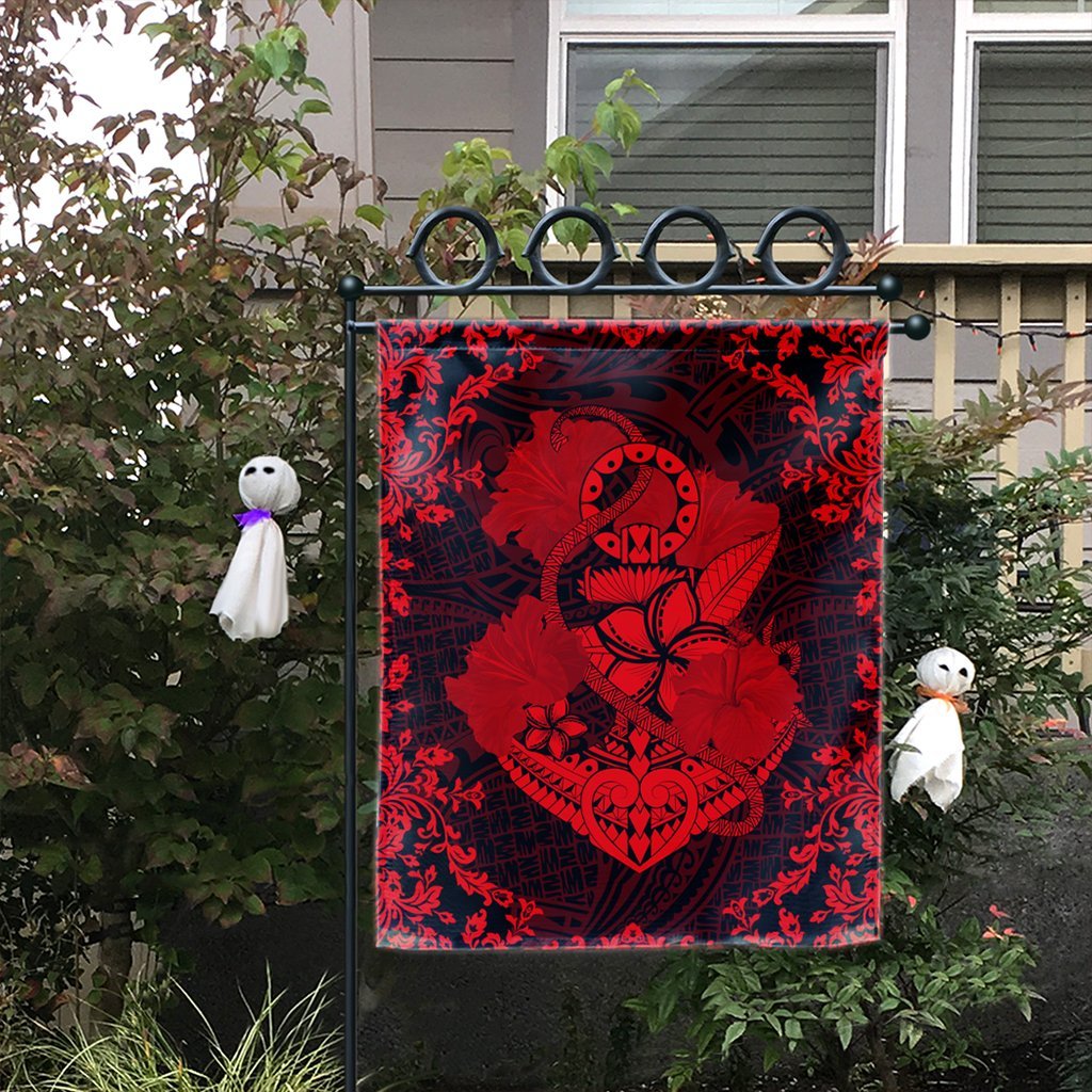Hawaii Anchor Hibiscus Flower Vintage Flag - AH - Red - Polynesian Pride