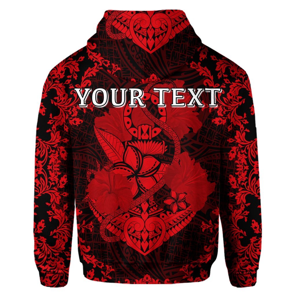Custom Hawaii Anchor Hibiscus Flower Vintage Hoodie Red - Polynesian Pride