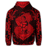 Hawaii Anchor Hibiscus Flower Vintage Zip Hoodie Red - Polynesian Pride
