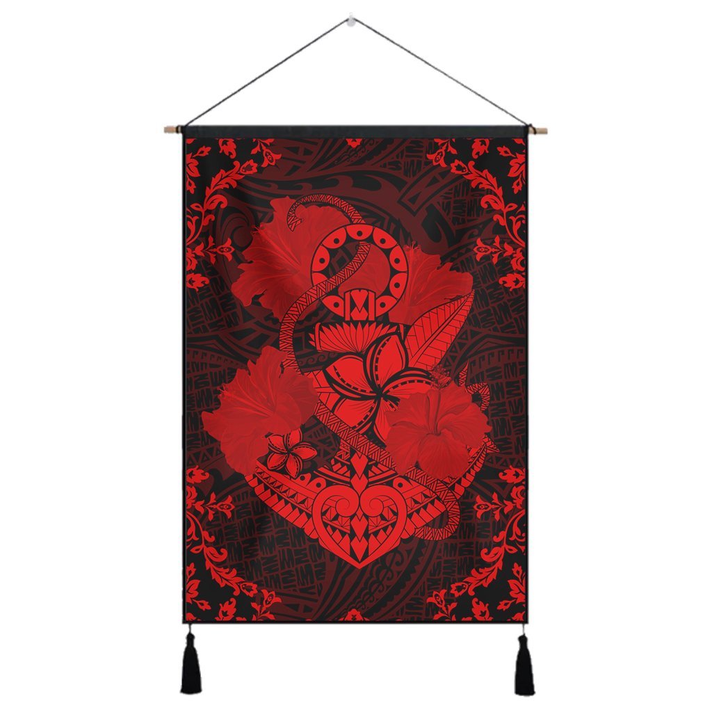 Hawaii Anchor Hibiscus Flower Vintage Hanging Poster - AH - Red Hanging Poster Cotton And Linen - Polynesian Pride