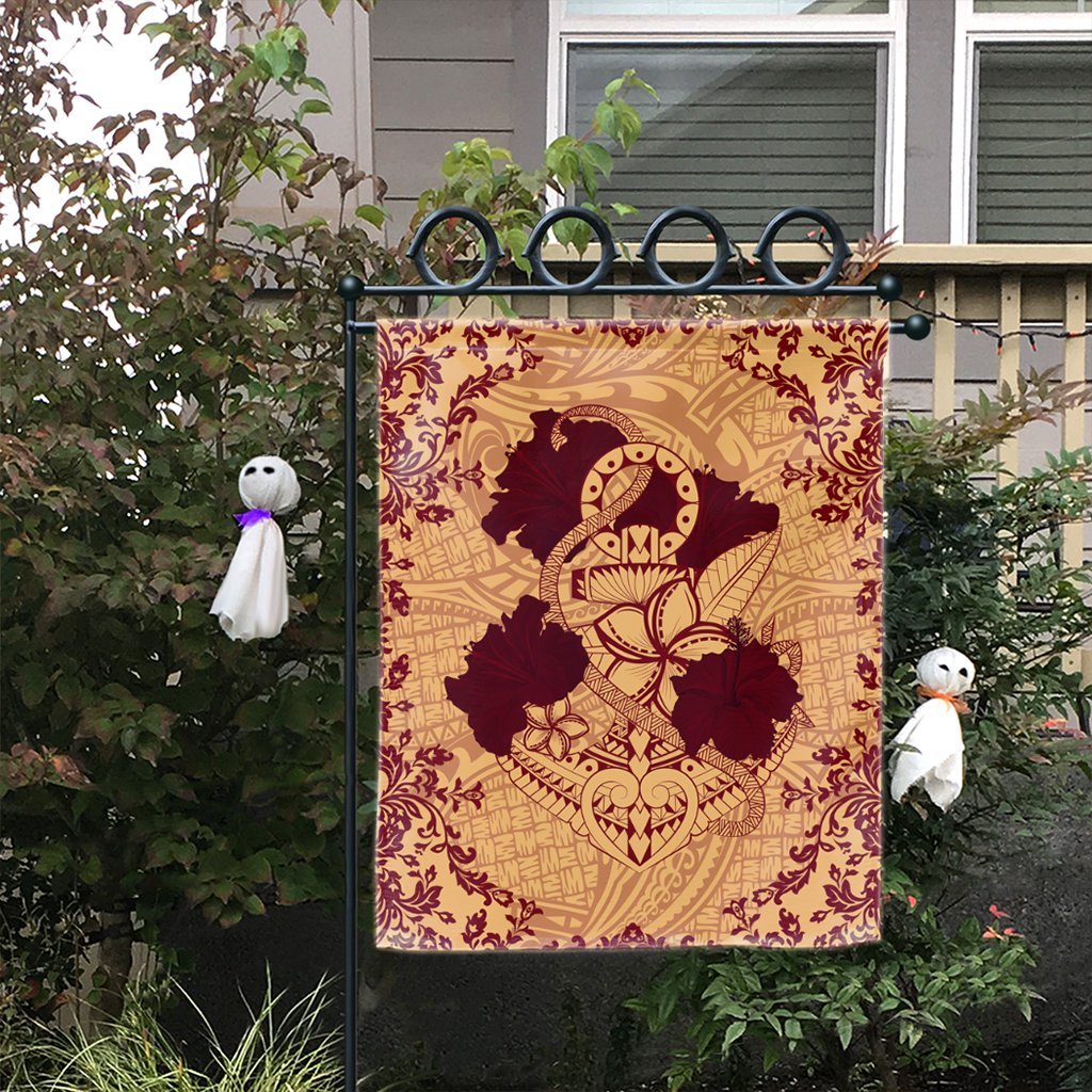 Hawaii Anchor Hibiscus Flower Vintage Flag - AH - Red Orange - Polynesian Pride