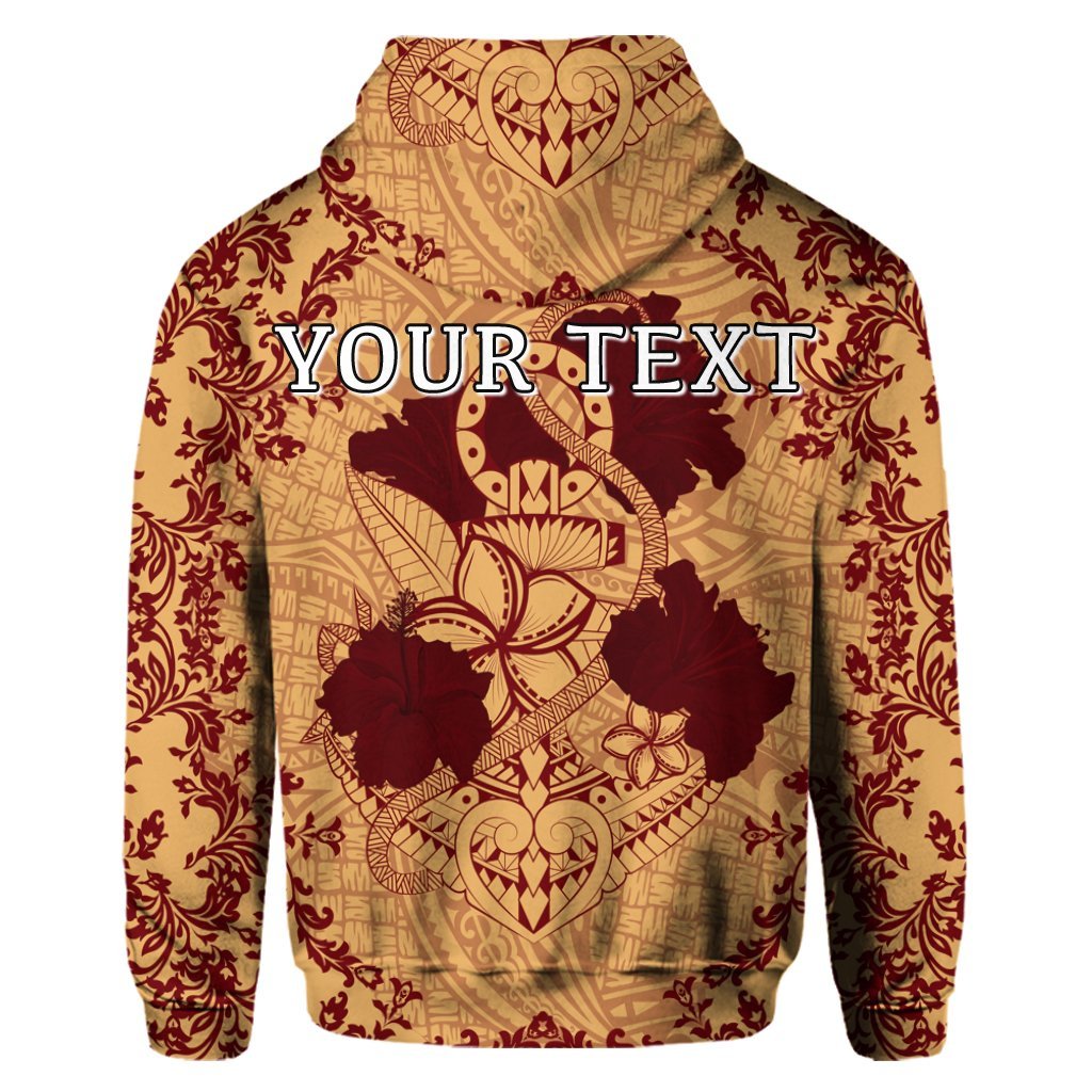 Custom Hawaii Anchor Hibiscus Flower Vintage Hoodie Red Orange - Polynesian Pride