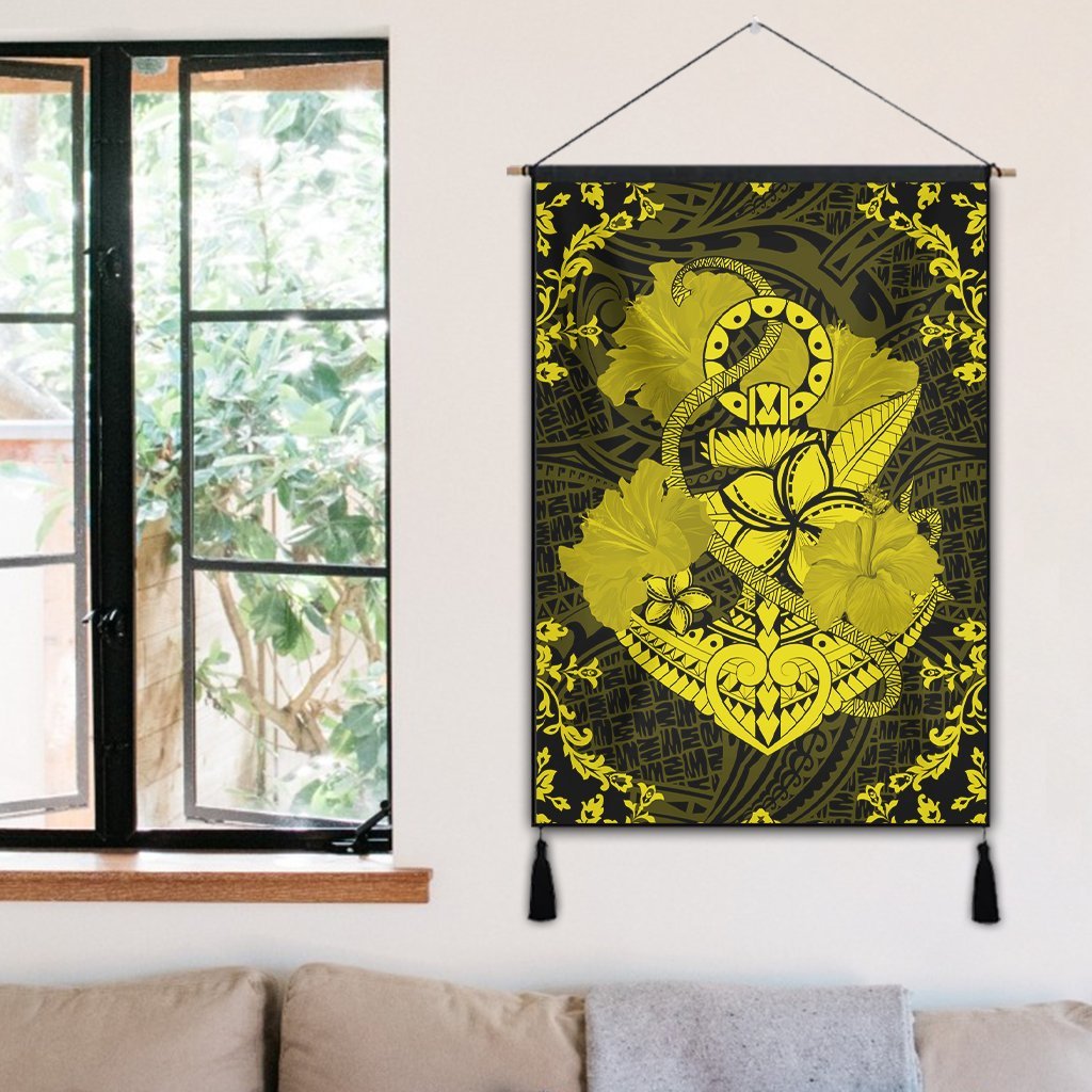 Hawaii Anchor Hibiscus Flower Vintage Hanging Poster - AH - Yellow - Polynesian Pride